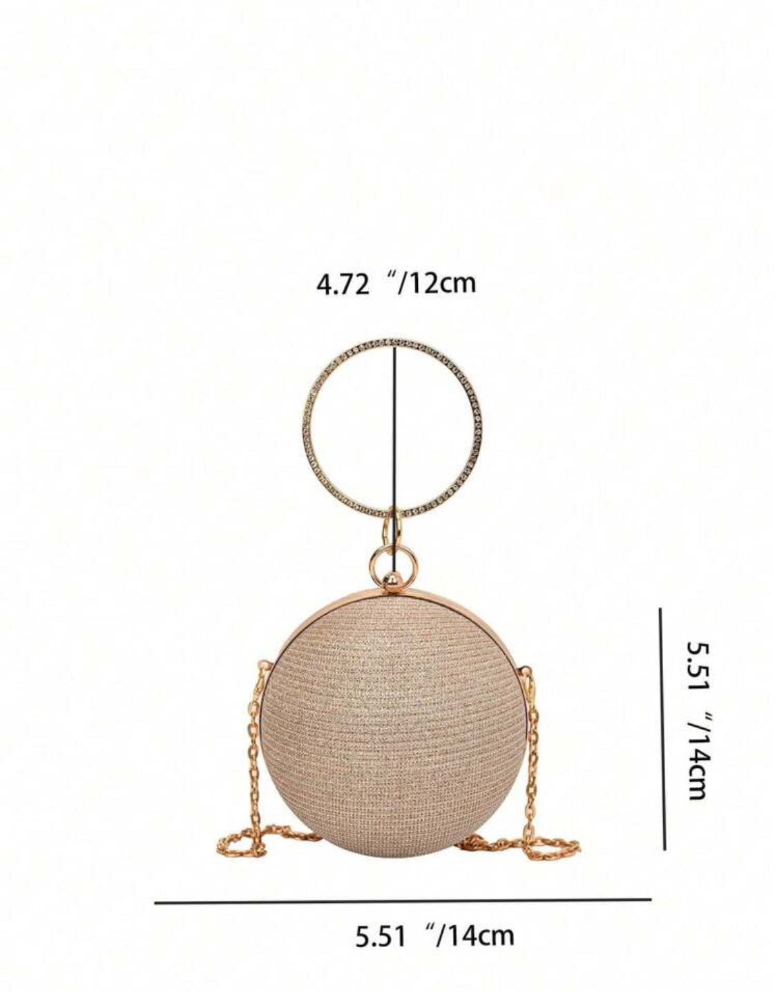 SPARKLY GOLD ROUND BALL DESIGN EVENING PURSE