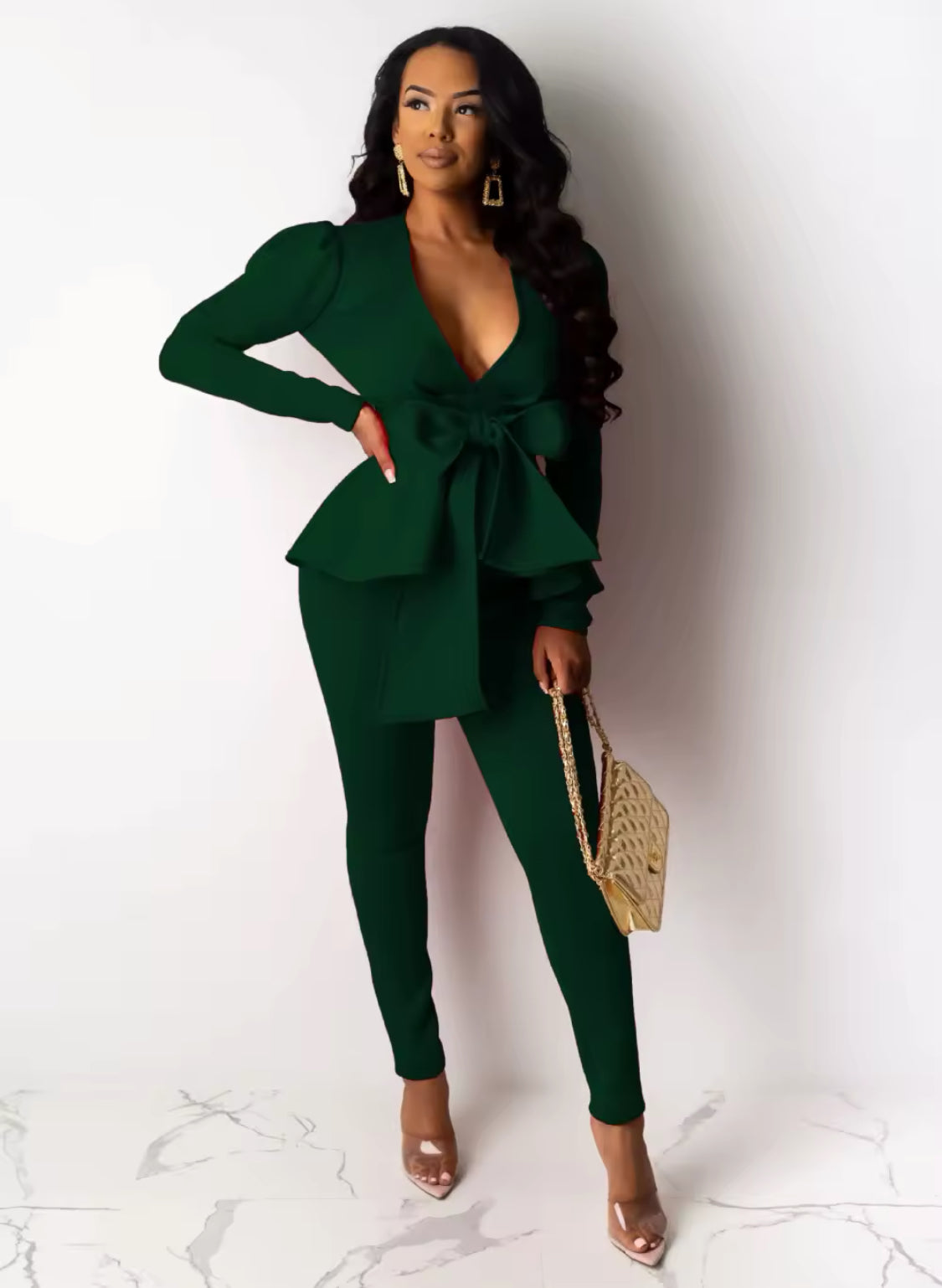 TWO PIECE PEPLUM STYLE PANTS OUTFIT