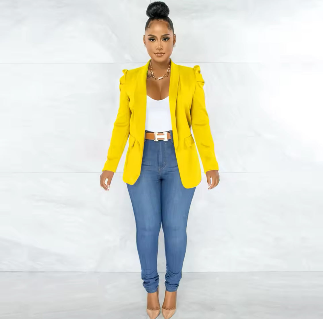 CHIC PUFF SLEEVE OFFICE BLAZER