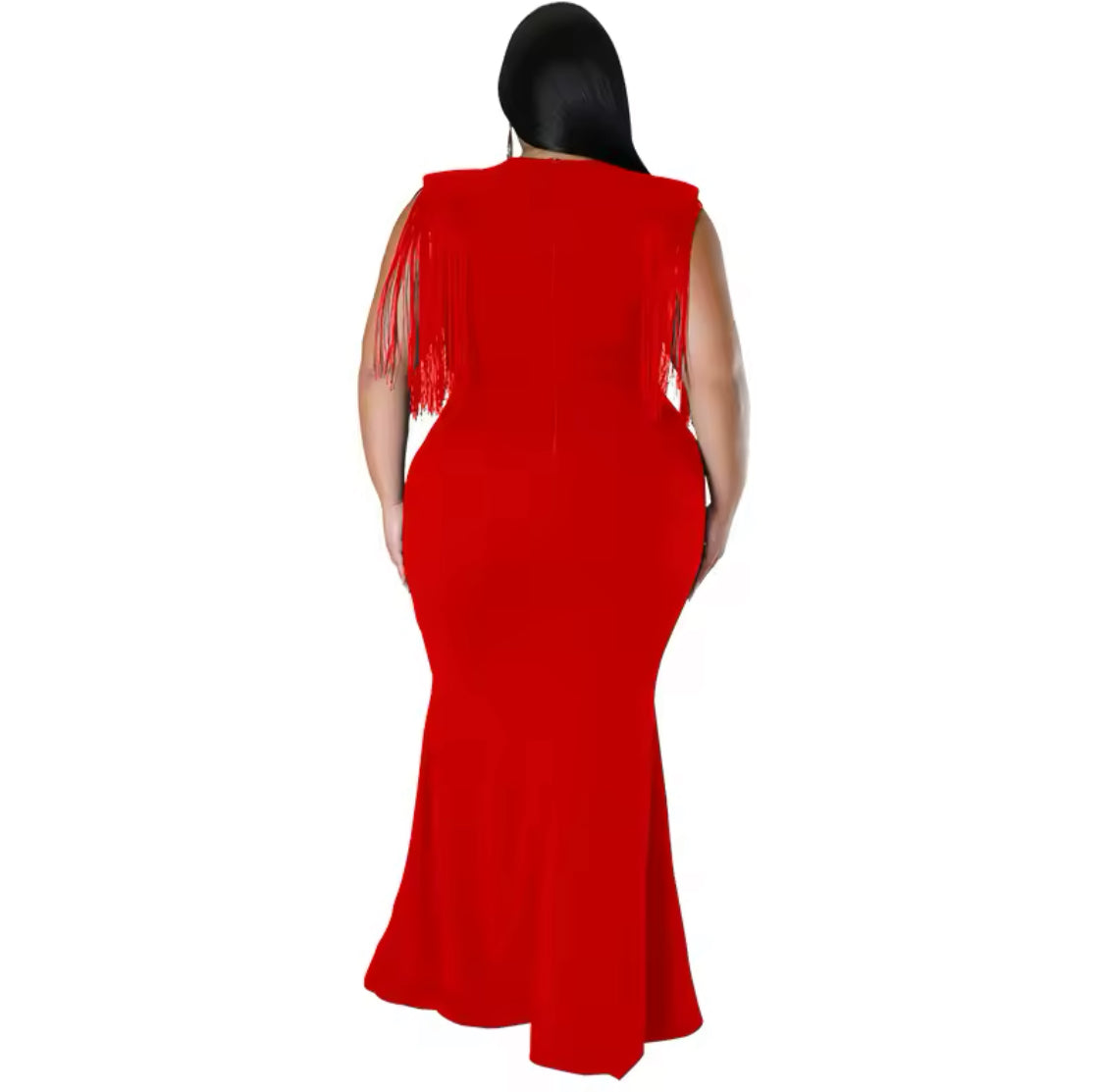 FRINGE SLEEVE PLUS SIZE DRESS