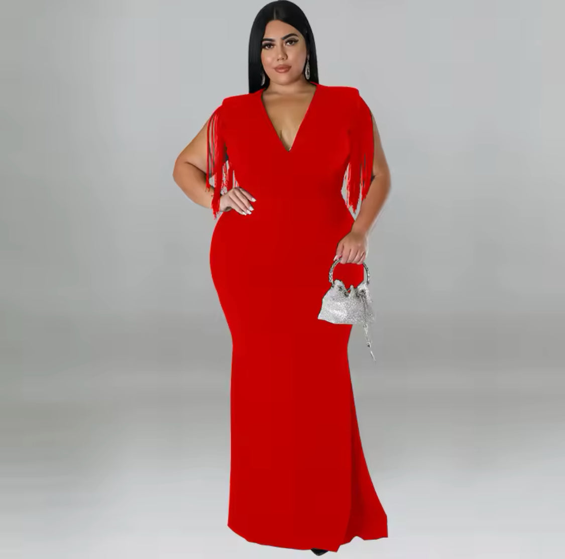 FRINGE SLEEVE PLUS SIZE DRESS