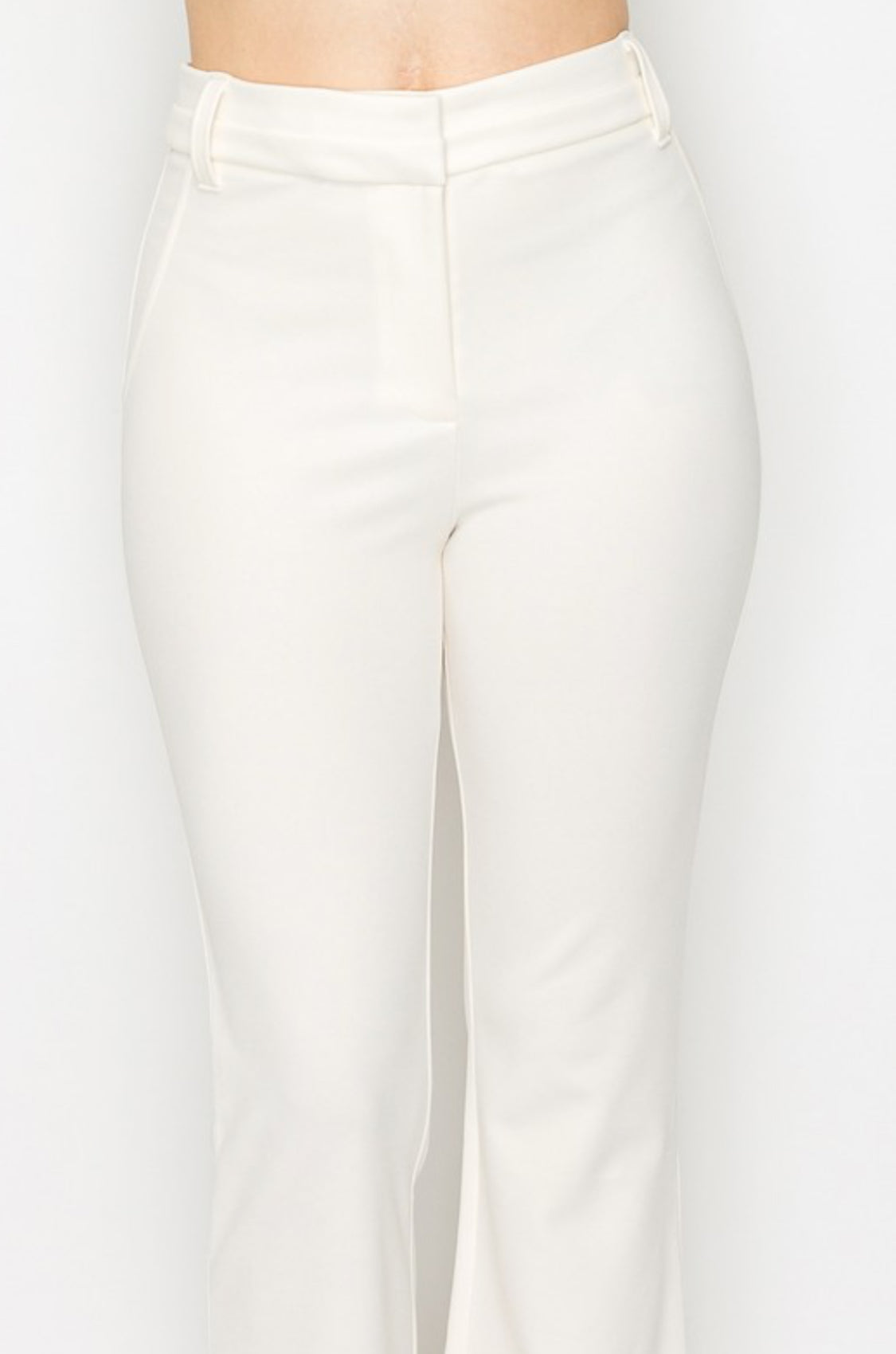 FORMAL PANTS SOLID COLOR FITTED FLARE BOTTOM DESIGN