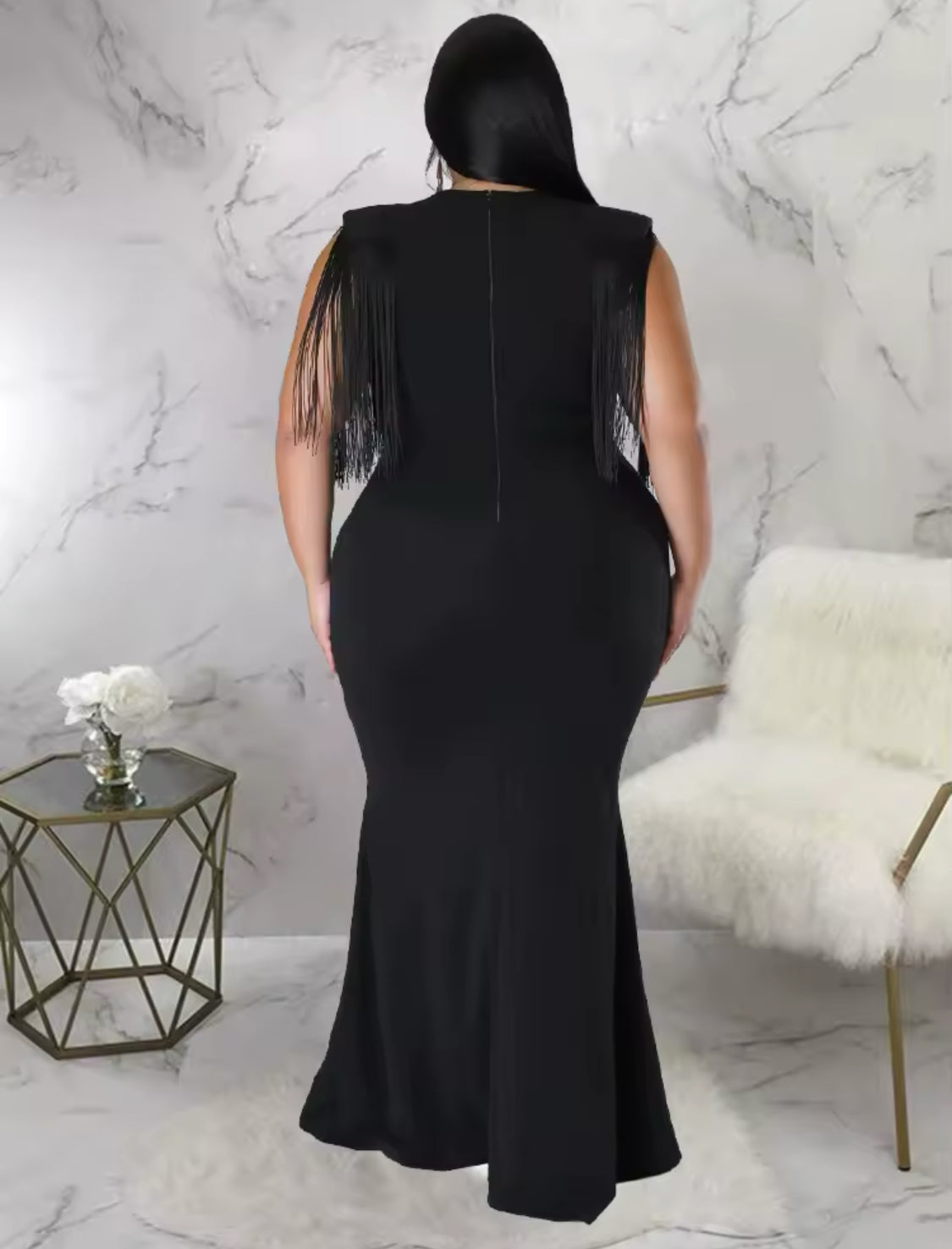 FRINGE SLEEVE PLUS SIZE DRESS