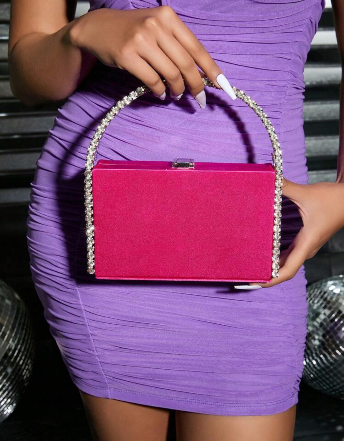 GLAMOROUS CRYSTAL BOX DESIGN HANDBAG