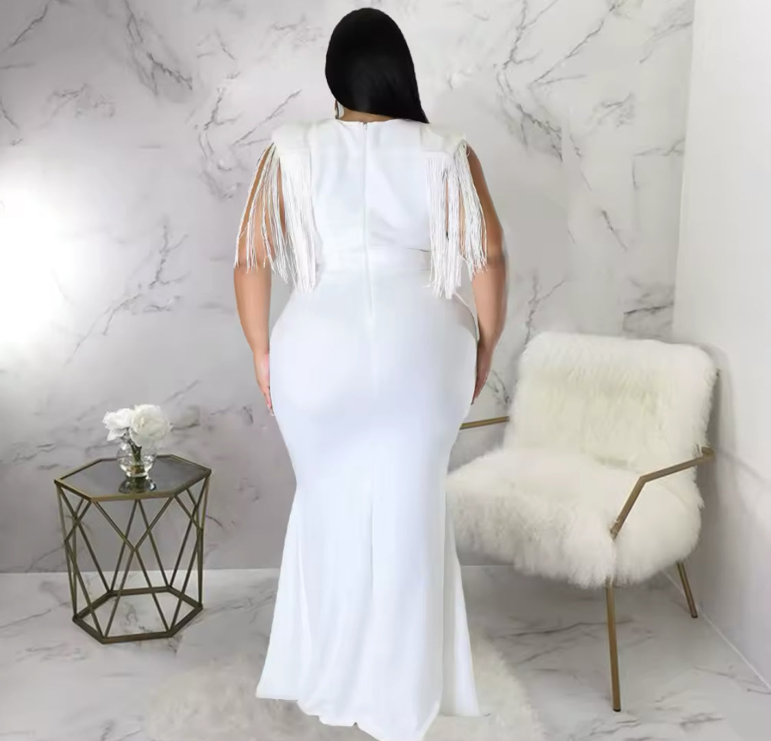 FRINGE SLEEVE PLUS SIZE DRESS