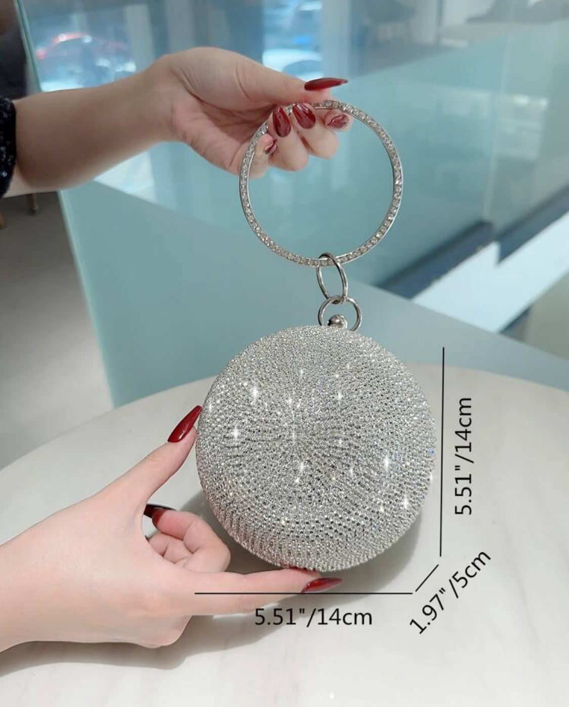 SPARKLY CIRCLER SILVER PURSE EVENING BAG