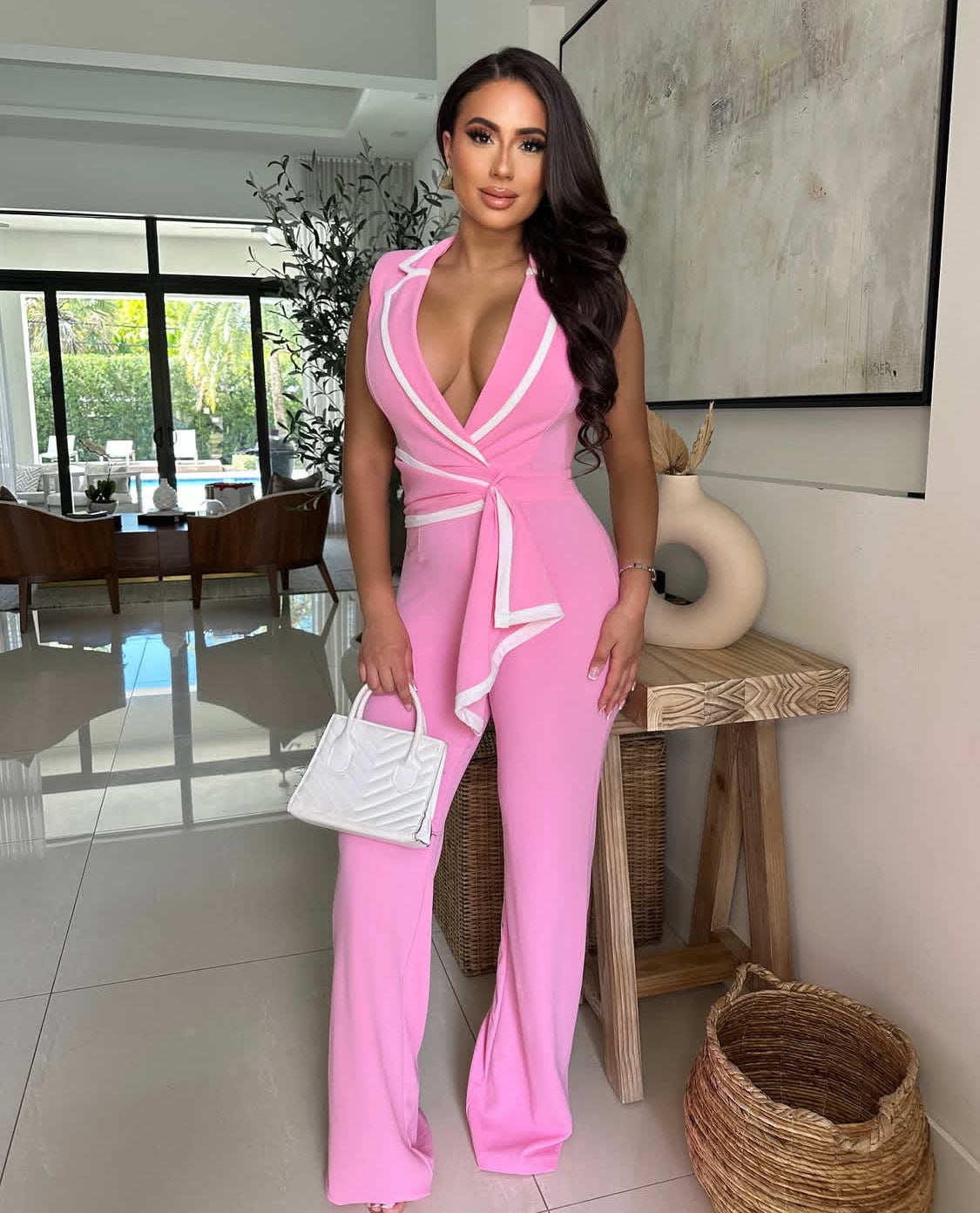 CUTE ELEGANT 3D STRIPE SLEEVELESS JUMPSUIT