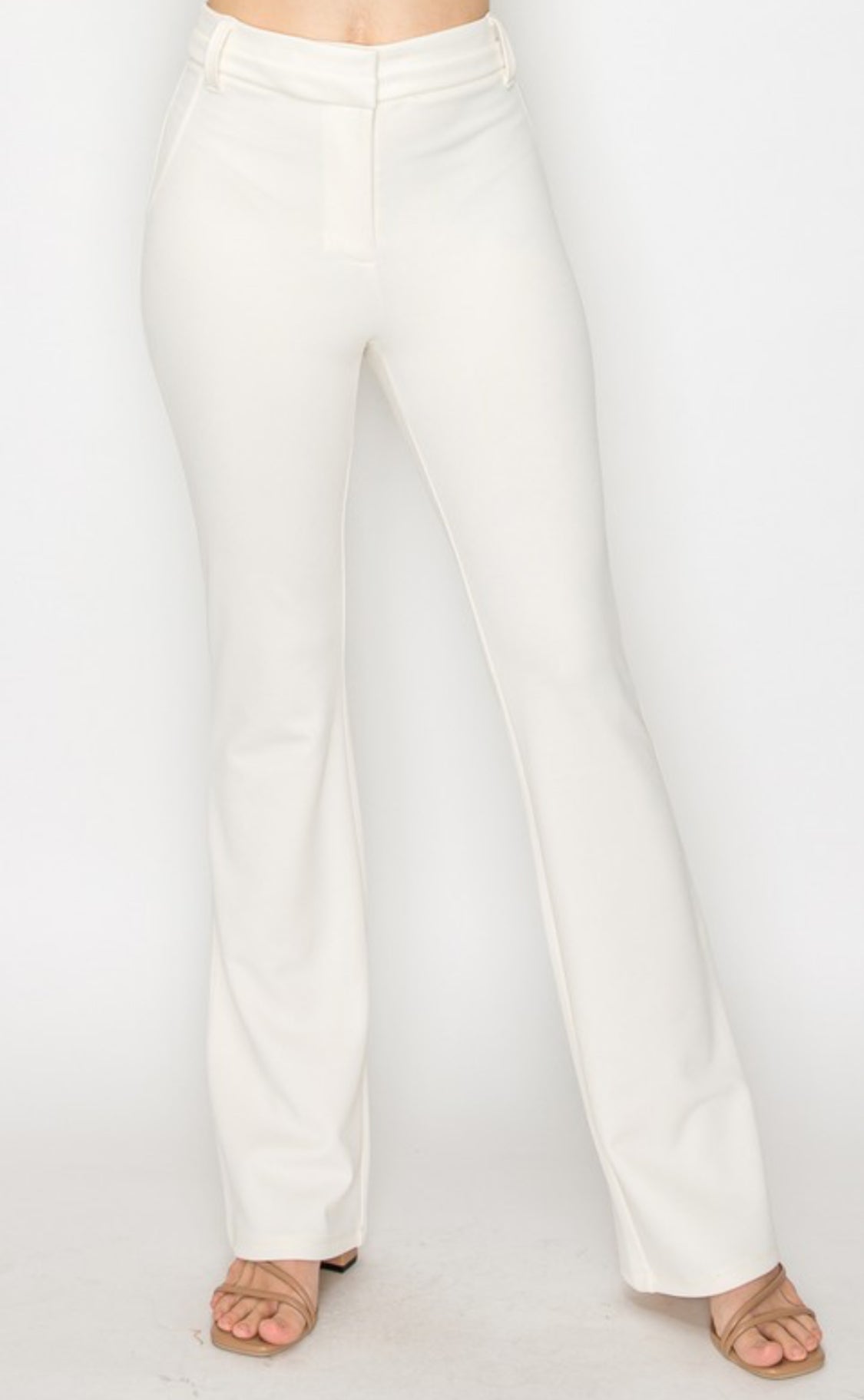 FORMAL PANTS SOLID COLOR FITTED FLARE BOTTOM DESIGN