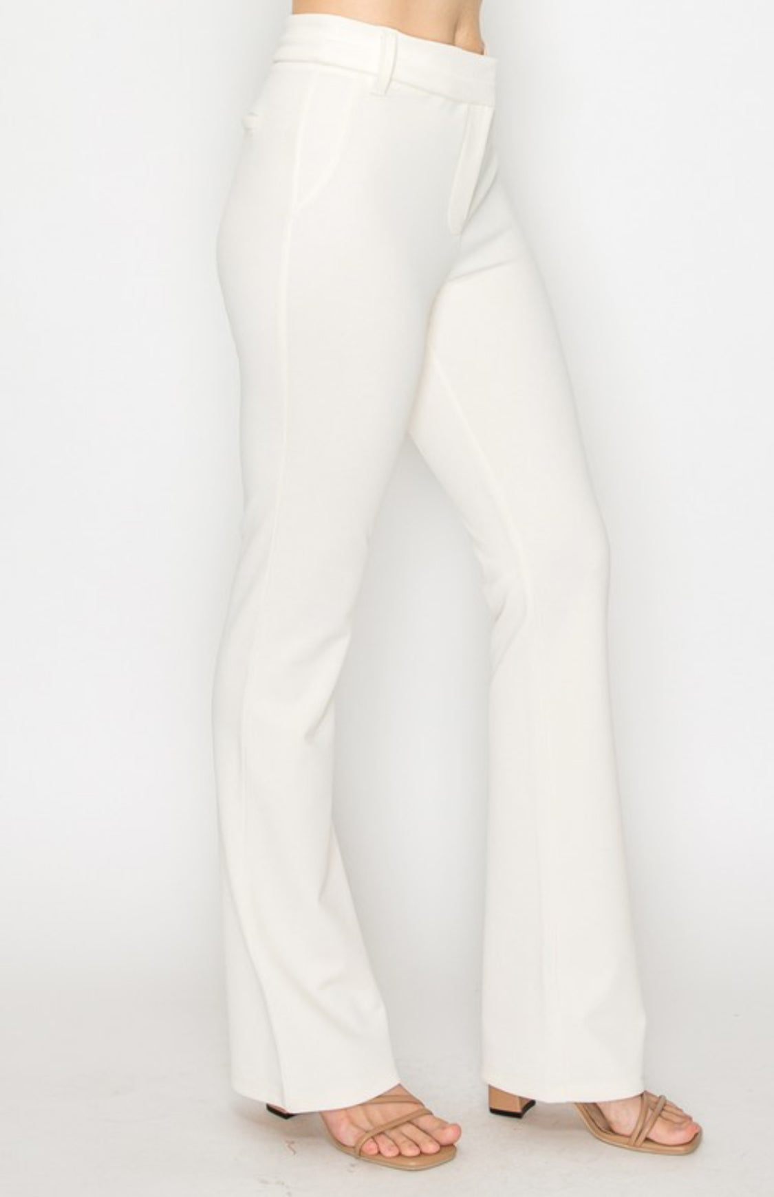 FORMAL PANTS SOLID COLOR FITTED FLARE BOTTOM DESIGN