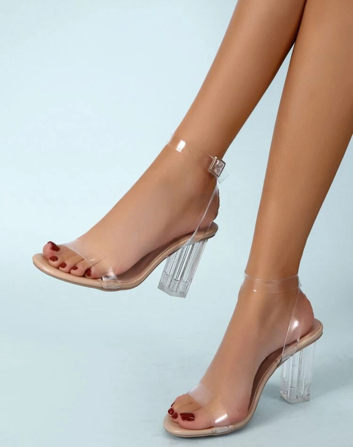 CLEAR STRAP HIGH HEELS