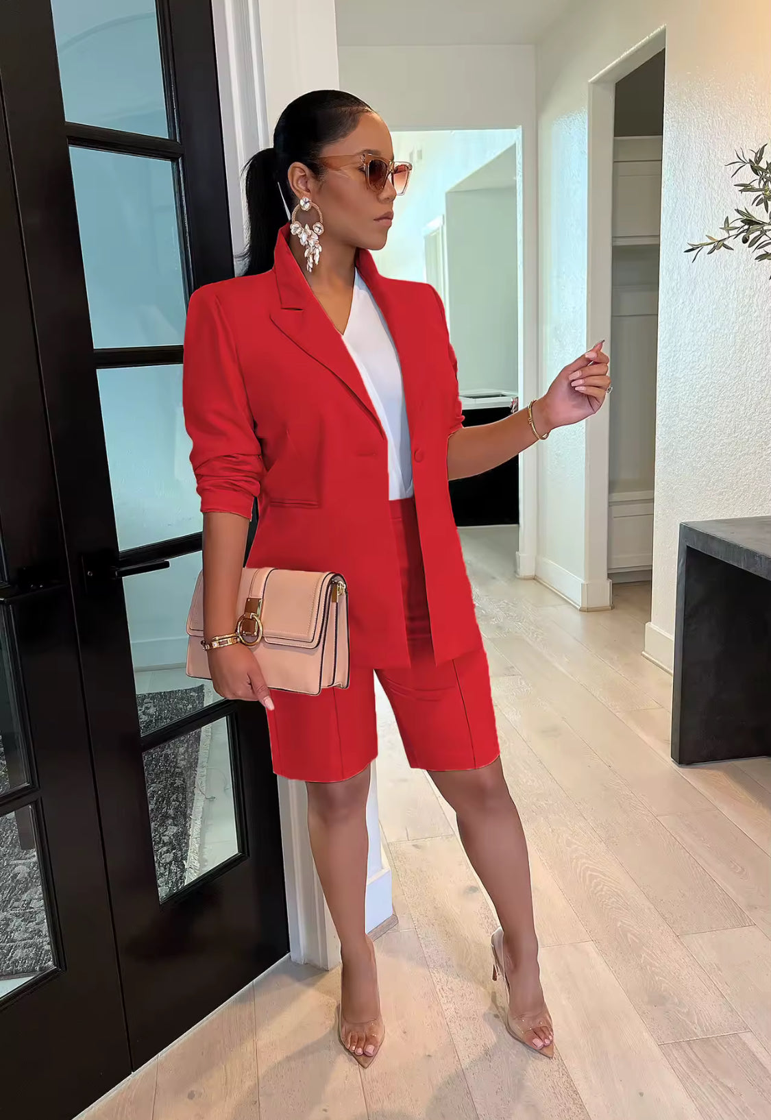 BLAZER SHORTS OUTFIT OFFICE WEAR
