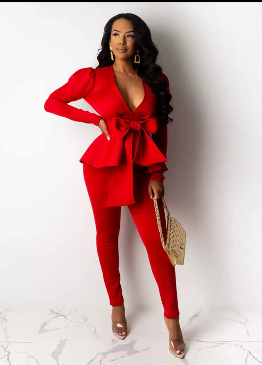 TWO PIECE PEPLUM STYLE PANTS OUTFIT