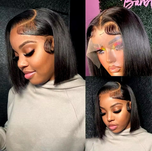 180 DENSITY 13x4 FULL FRONTAL STRAIGHT BOB WIG 💯 HUMAN HAIR 10” LENGTH