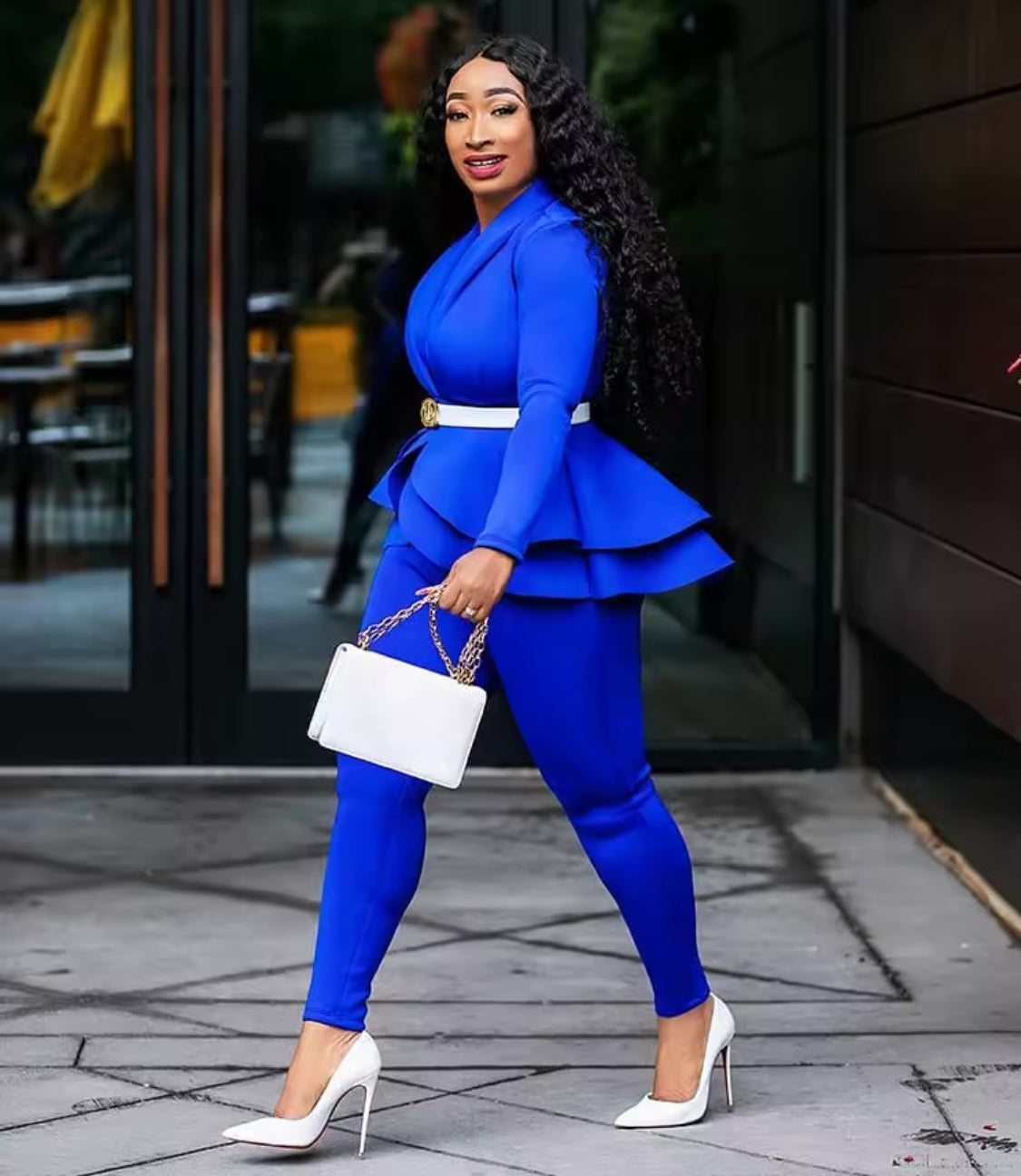 PEPLUM STYLE TWO PIECE PANTS OUTFIT
