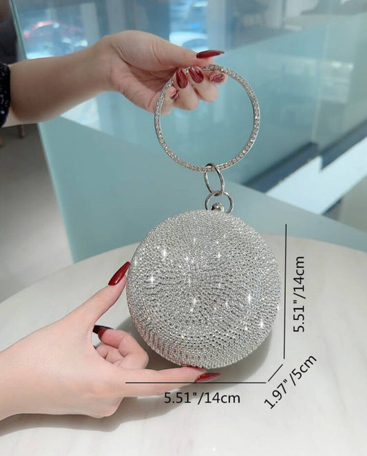 SPARKLY CIRCLER SILVER PURSE EVENING BAG