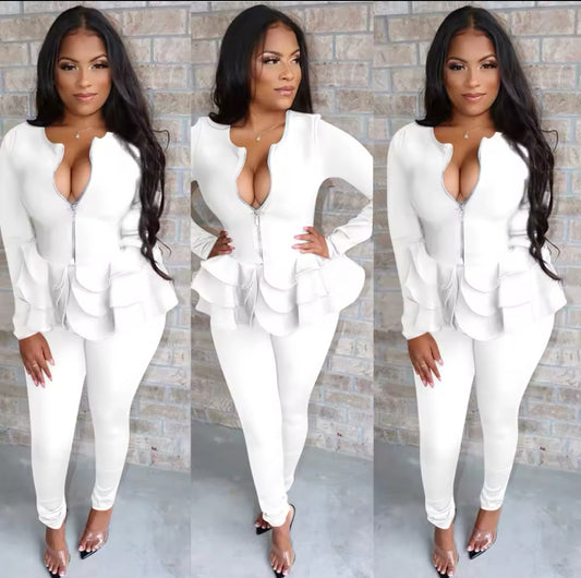 PEPLUM STYLE TWO PIECE PANTS OUTFIT