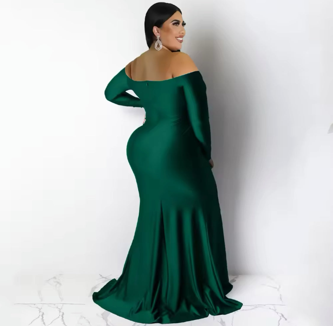 ELEGANT OFF THE SHOULDER LONG MAXI DRESS WITH SIDE SLIT