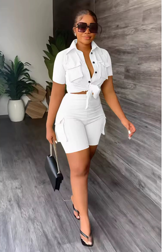 TWO PIECE SHORTS OUTFIT SHORT SLEEVES SUMMER OUTFIT