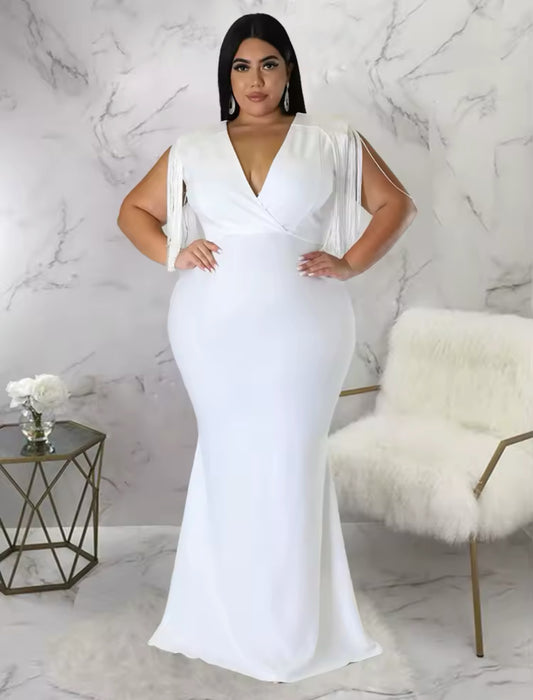 FRINGE SLEEVE PLUS SIZE DRESS