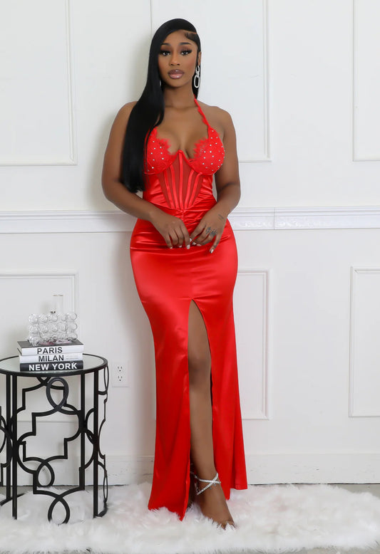 HALTER SWEETHEART NECKLINE PARTY BIRTHDAY DRESS