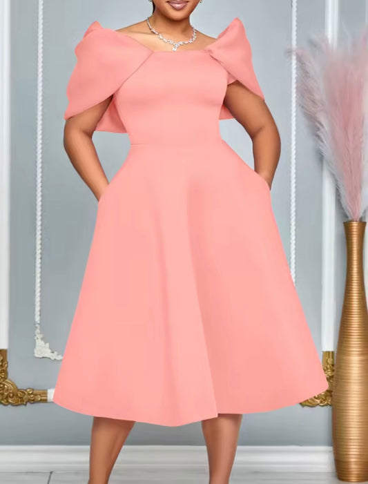 ELEGANT PUFF SLEEVES WEDDING EVENING DRESS