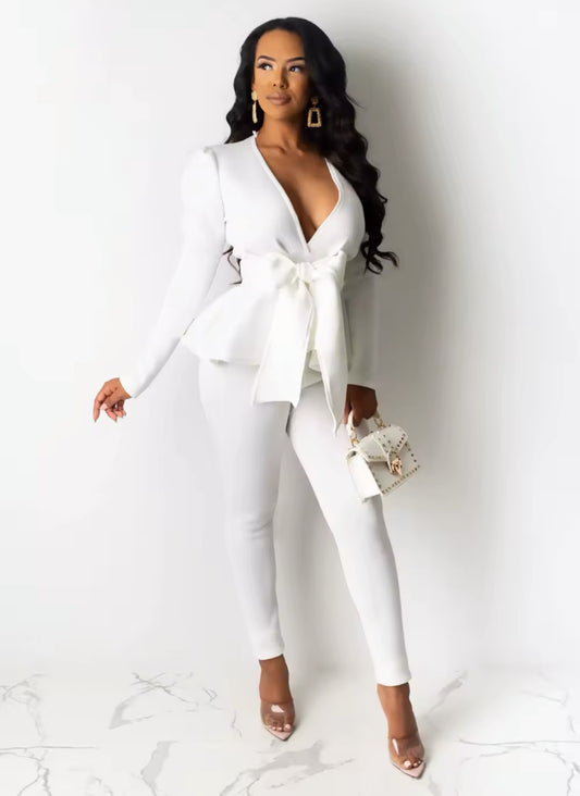 TWO PIECE PEPLUM STYLE PANTS OUTFIT