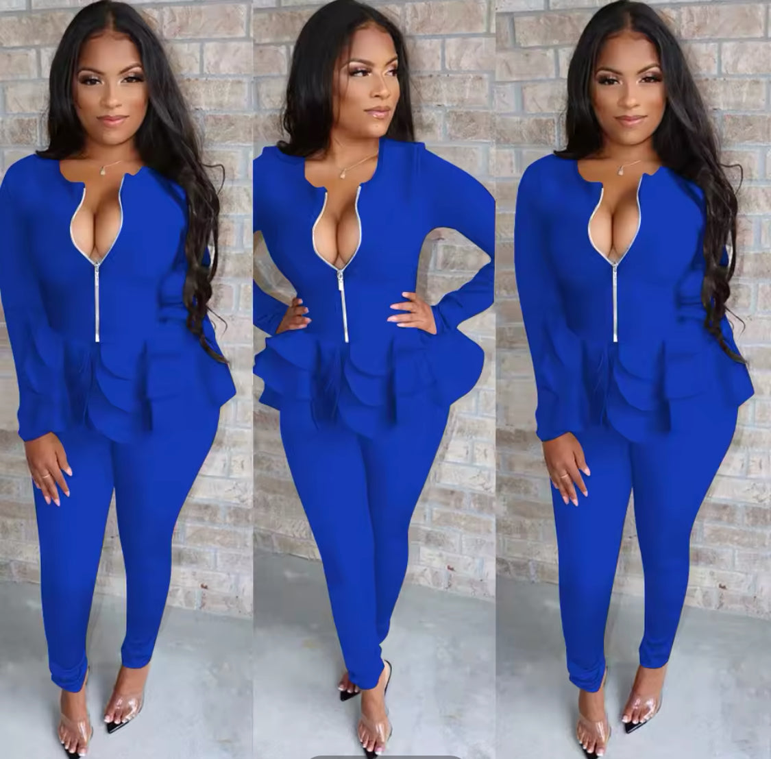 PEPLUM STYLE TWO PIECE PANTS OUTFIT