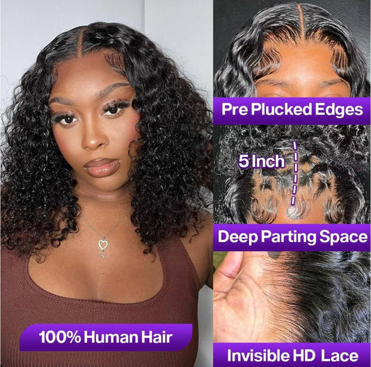 180 DENSITY 5x5 GLUE-LESS WIG DEEP-WAVE 💯 HUMAN HAIR