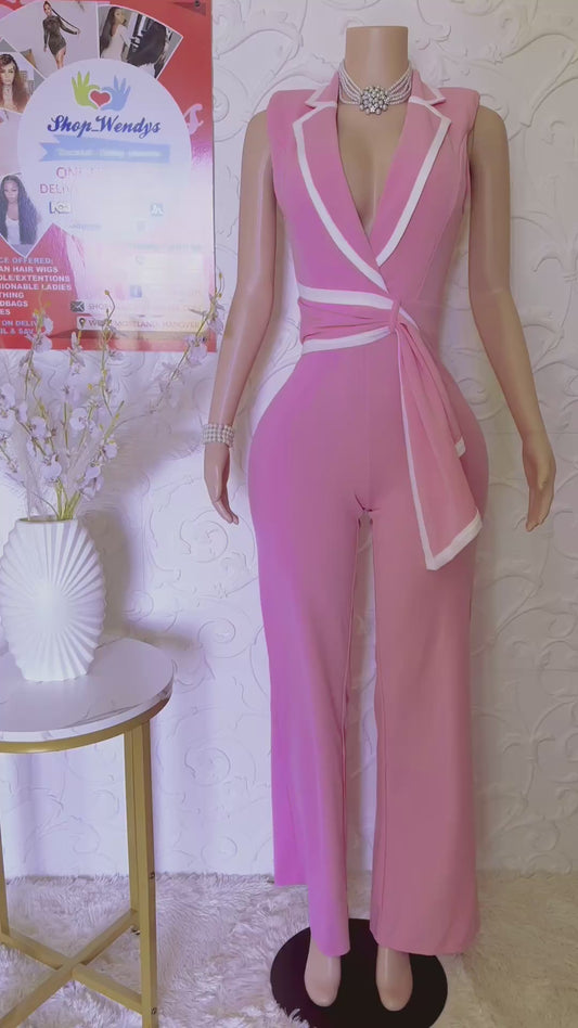 CUTE ELEGANT 3D STRIPE SLEEVELESS JUMPSUIT