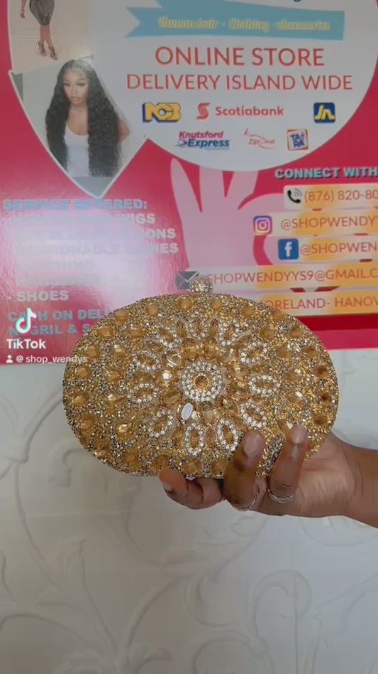 LUXURY GLITTER GOLD EVENING PURSE